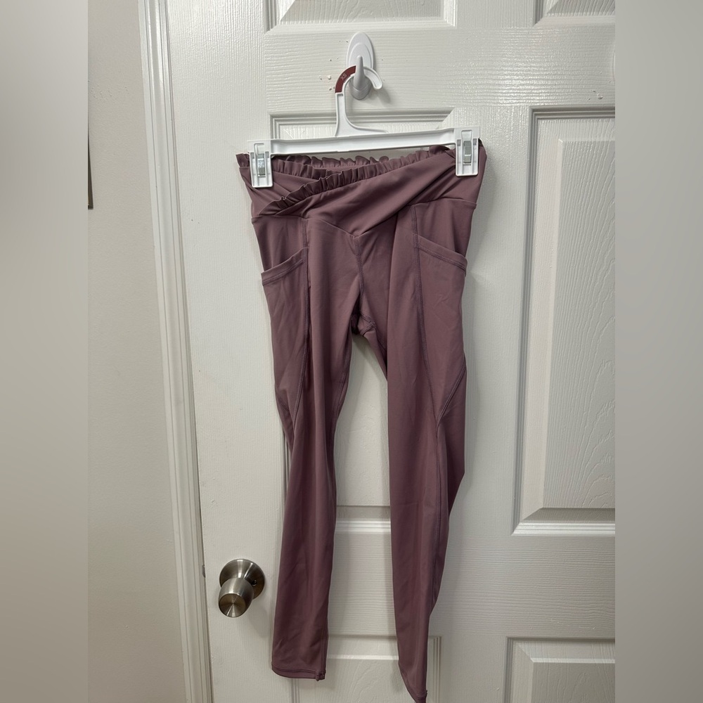 Purple Performance Leggings with Stretchy Knit Fabric